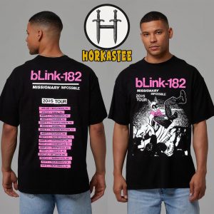 Blink 182 Missionary Impossible 2025 Tour Dates List Two Sided Unisex T-Shirt