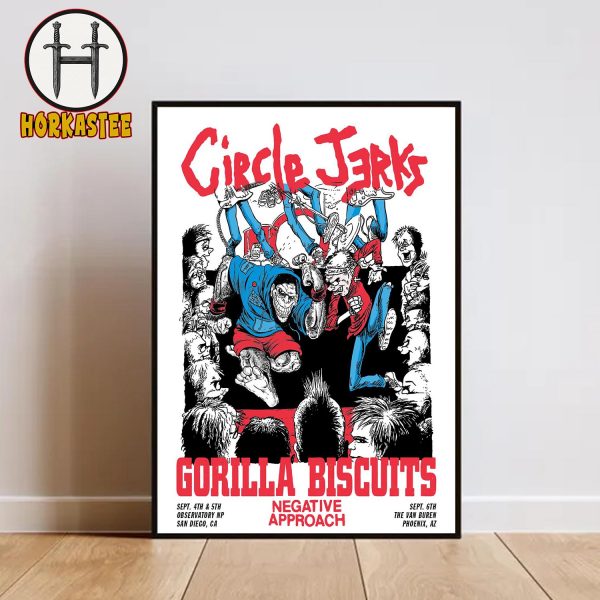 Circle Jerks Gorilla Biscuits Negative Approach Schedule On Septemer 2025 Home Decor Poster Canvas