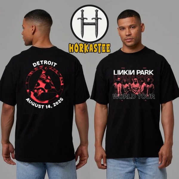 Linkin Park Detroit 2025 From Zero World Tour Official Merchandise Tee At Little Caesars Arena In Michigan On August 14 2025 Two Sided Unisex T-Shirt