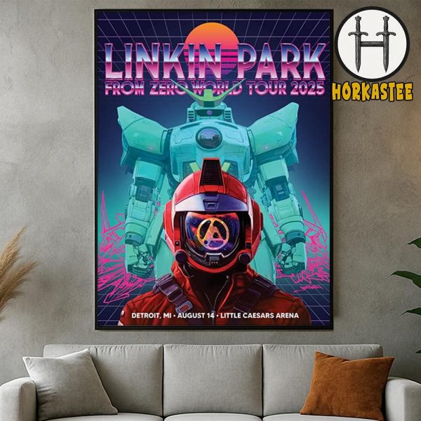 Linkin Park Detroit 2025 From Zero World Tour Official Poster At Little Caesars Arena In Michigan On August 14 2025 Home Decor Poster Canvas