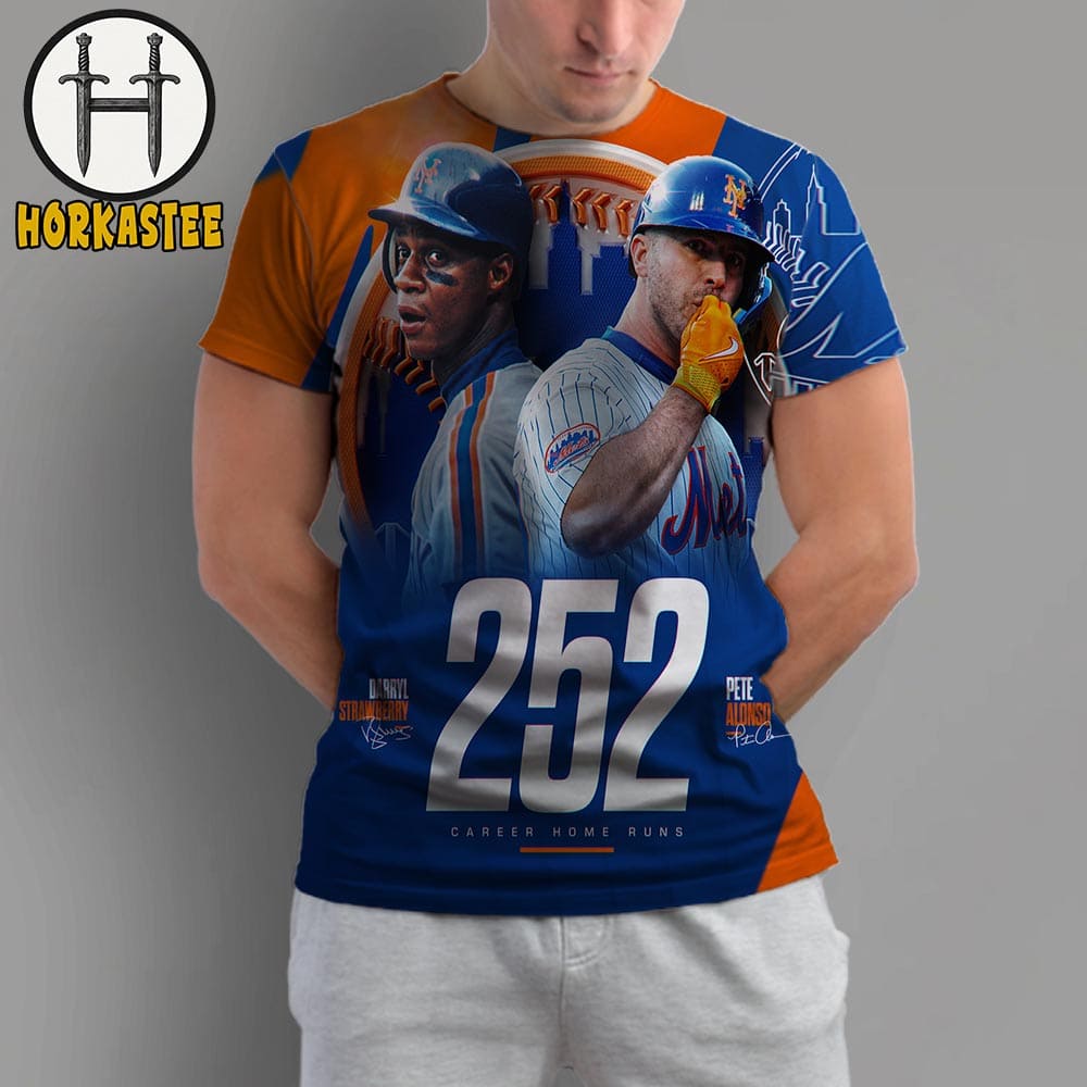 New York Mets Darryl Strawberry And Pete Alonso 252 Career Home Runs Poster All Over Print Shirt New York Mets Darryl Strawberry And Pete Alonso 252 Career Home Runs Poster All Over Print Shirt