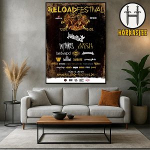 Reload Festival 2026 Poster Full Line-Up With Headliners Judas Priest In Flames And Arch Enemy In Germany On August 13-15 2026 Home Decor Poster Canvas