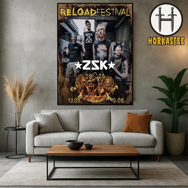 ZSK Reload Festival 2026 Poster In Germany On August 13-15 2026 Home Decor Poster Canvas